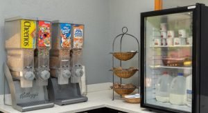 Complimentary breakfast buffet area